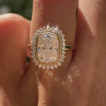 Elongated cushion milgrain bezel halo engagement ring video