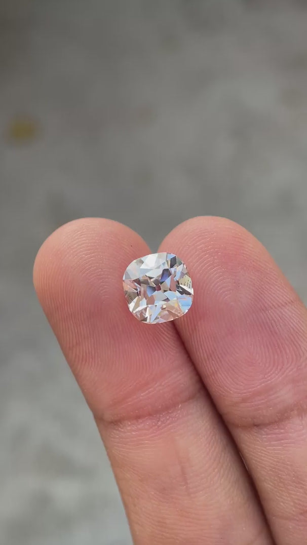 3 CT Old mine cut cushion lab grown diamond loose colorless diamond video