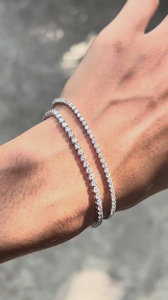 small lab diamond tennis bracelet 14k white gold video