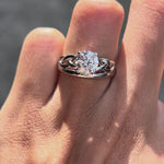 Custom toi et moi engagement ring featuring round lab diamond or moissanite stones with 14k gold braided band