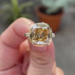 Video showcasing the chunky elongated cushion Dark Champagne bezel ring
