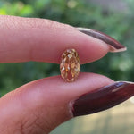 Old mine cut oval light champagne moissanite rotating view