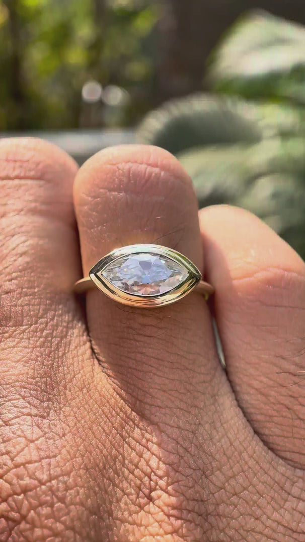 Horizontal marquise lab diamond solitaire ring video