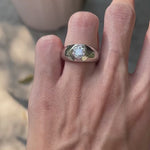 Men’s platinum signet ring with 1 CT lab grown diamond on hand video