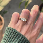 East west set old mine cut moval engagement ring on hand video