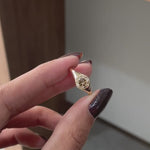 Vintage champagne moissanite bezel set signet ring yellow gold video
