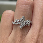 Leaf inspired diamond wedding ring with round brilliant stones video