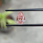Orangy pink pear lab diamond 2 ct vivid tone loose stone