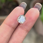 2.70 CT Elongated asscher lab grown diamond, old mine step cut, off white solitaire