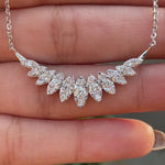 Close-up of marquise-inspired lab grown diamond pendant necklace video