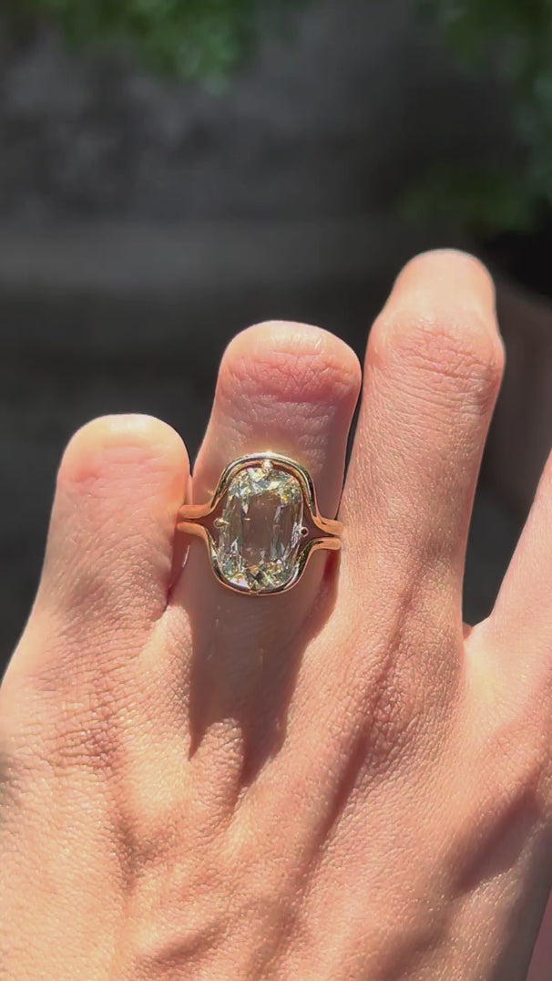 4 Ct OMC Shallow Cut Lab Diamond Bypass Engagement Ring Set in Gold