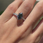 Dark grey moissanite art deco milgrain white gold ring video