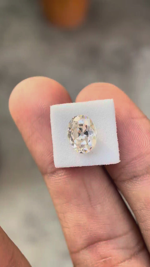 Old mine cut oval moissanite loose stone video