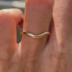 plain stacking gold band in 18K yellow gold smooth rotation showcasing minimalist contour design