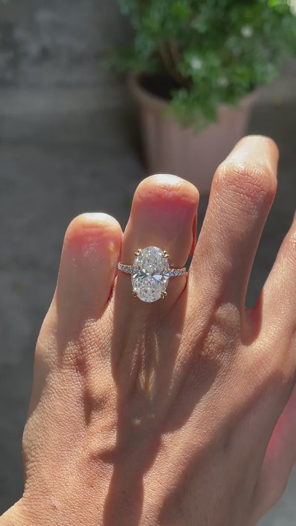 Large oval moissanite engagement ring 10k yellow gold video