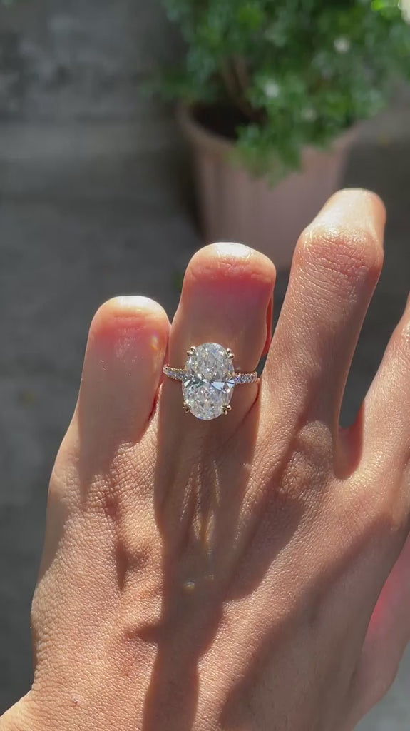 Large oval moissanite engagement ring 10k yellow gold video