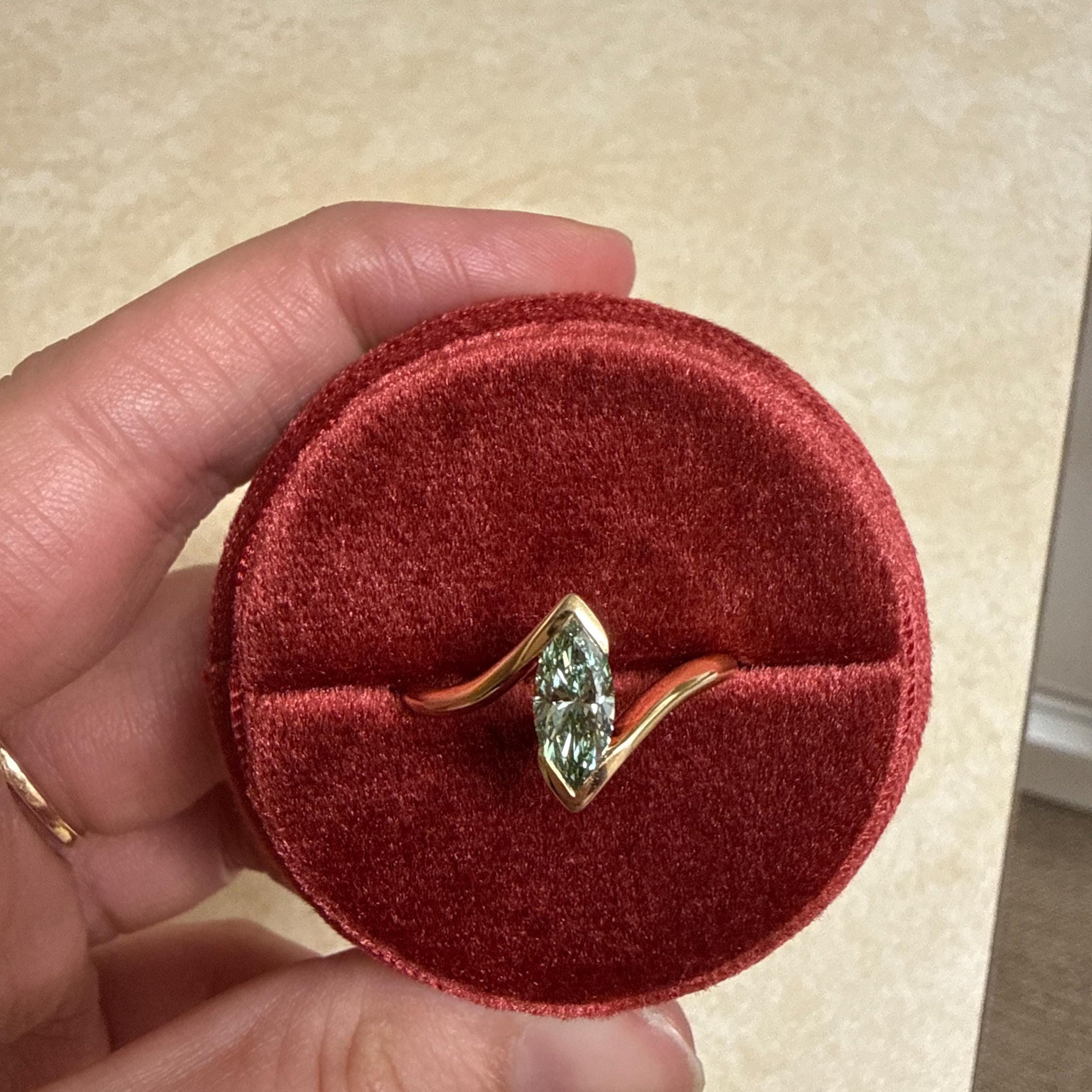 Customer photo of a custom Orbion ring, reviewed by Analia on Etsy